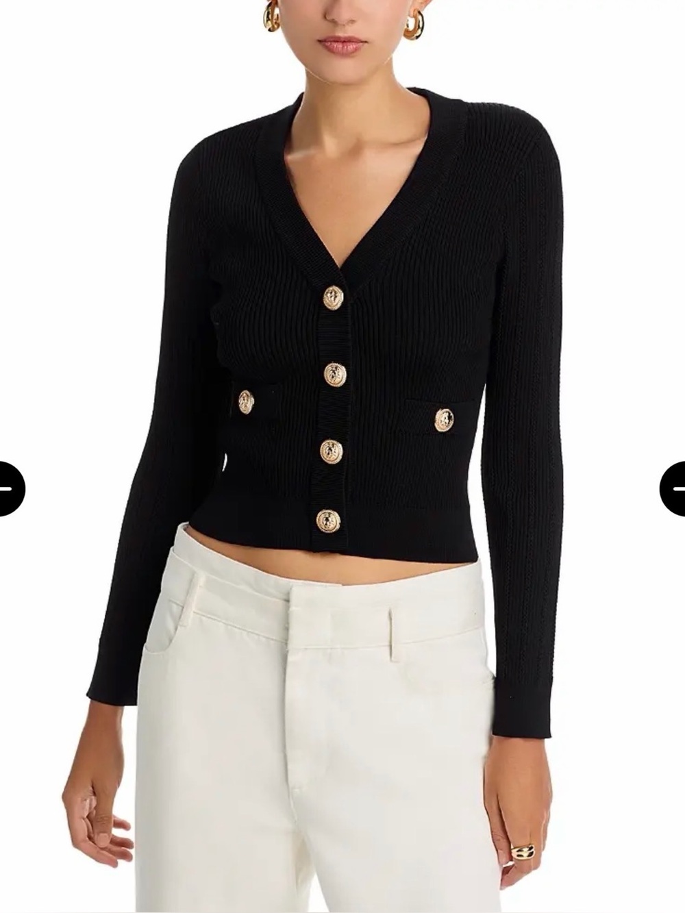 Nwt Stellah black Fitted Cardigan With Gold Snap Closure size S